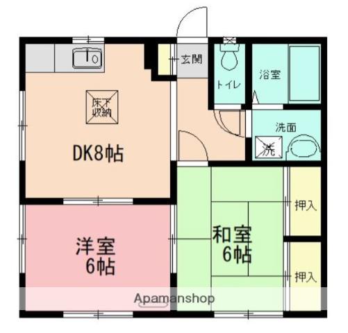 メゾン・ド・ソレイユ(2DK/1階)の間取り写真