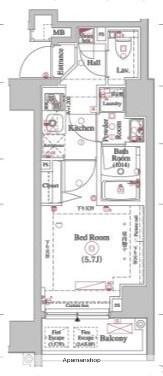 OMNIA横濱阪東橋(ワンルーム/2階)の間取り写真