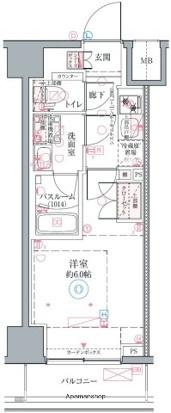 クレヴィスタ横浜関内Ⅱ(1K/3階)の間取り写真