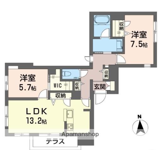 アンジュール新川崎(2LDK/1階)の間取り写真