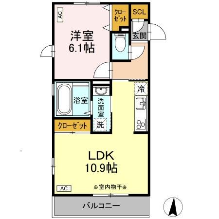 相模鉄道本線 鶴ケ峰駅 徒歩10分 3階建 築7年(1LDK/2階)の間取り写真