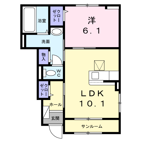 OHANA(1LDK/1階)の間取り写真