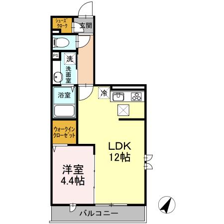 グランドウエスト横浜(1LDK/1階)の間取り写真