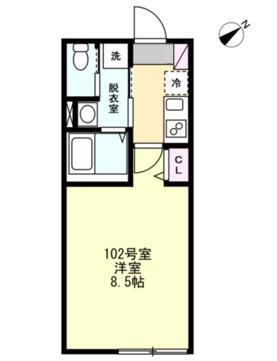 ベイルーム長津田フロント(1K/1階)の間取り写真