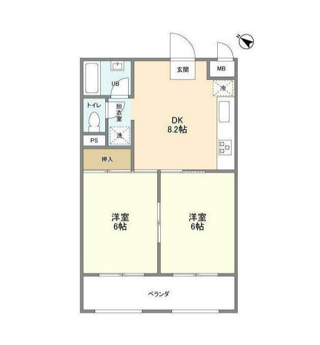 バイオレットPC(2DK/1階)の間取り写真