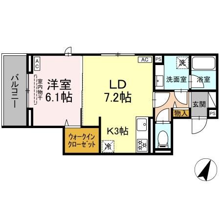 D PAINA 保土ケ谷(1LDK/3階)の間取り写真