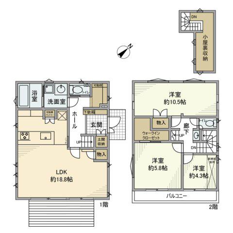 小田急電鉄小田原線 町田駅 バス乗車時間：13分 木曽バス停で下車 徒歩3分 2階建 築5年(3LDK)の間取り写真