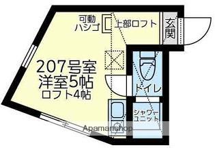 ユナイト白楽マービックストリート(ワンルーム/2階)の間取り写真