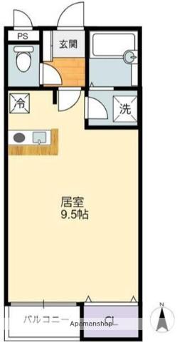 ポスト&ビーム木の家C(ワンルーム/1階)の間取り写真