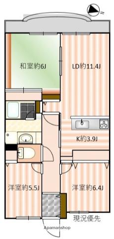 アメニティヒル本厚木(3LDK/7階)の間取り写真