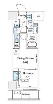 パークアクシス横浜伊勢佐木町通(1DK/7階)の間取り写真