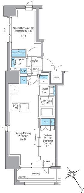 ルフォンプログレ横浜関内(1SLDK/8階)の間取り写真