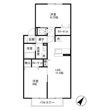 フローラ(2LDK/2階)の間取り写真