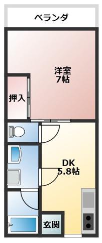 コーポポエームⅡ(1DK/2階)の間取り写真