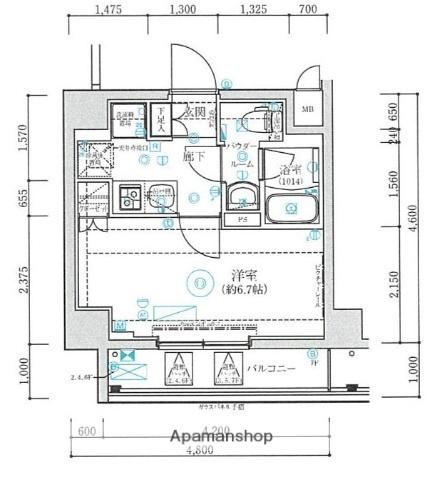 シオンヨコハマヤマテ(1K/6階)の間取り写真