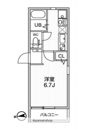 TS CUORE馬込Ⅰ(1K/1階)の間取り写真