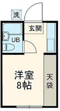 クロノス新石川(ワンルーム/2階)の間取り写真