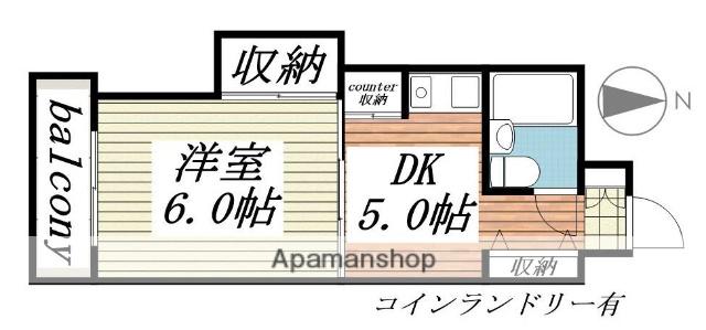 ブルーリーフ・K(1DK/4階)の間取り写真
