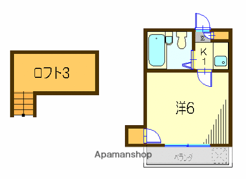 エクセル第3(1K/2階)の間取り写真