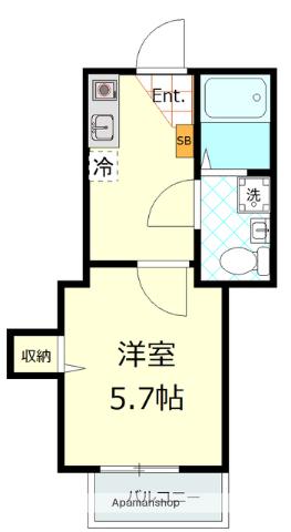 サザン・ラキシス(1K/1階)の間取り写真