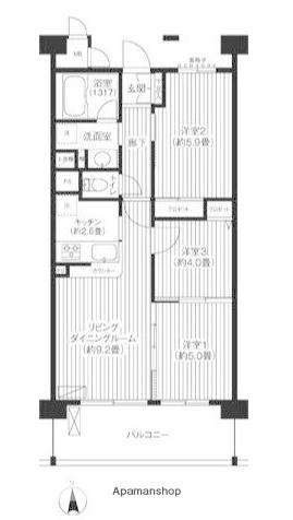 ピエス綱島 6階階 間取り