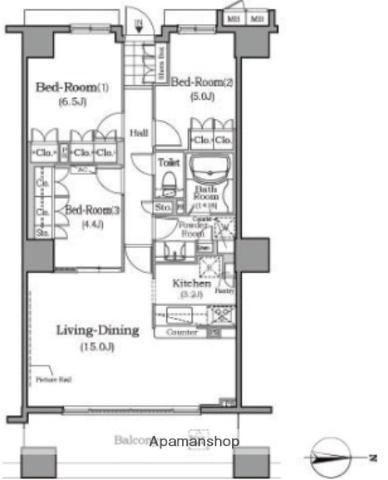 ザ・レジデンス本牧 横浜ベイサイド(3LDK/9階)の間取り写真