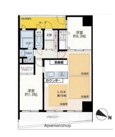 ロワール横濱レムナンツ(2LDK/7階)の間取り写真