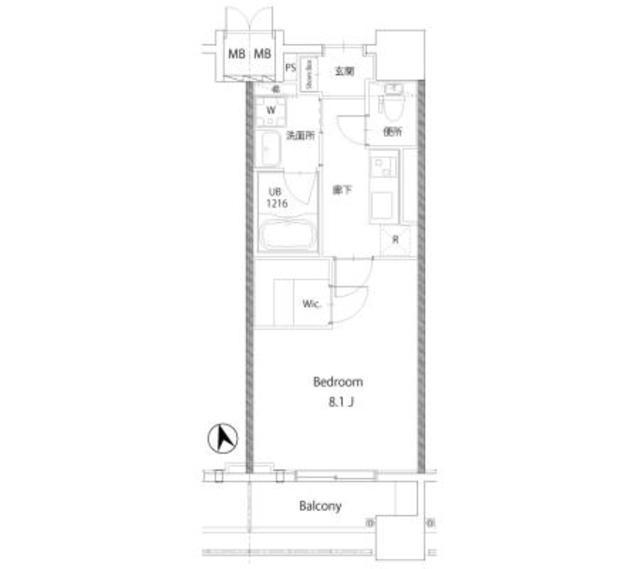 ベルヴュコート湘南(1K/7階)の間取り写真