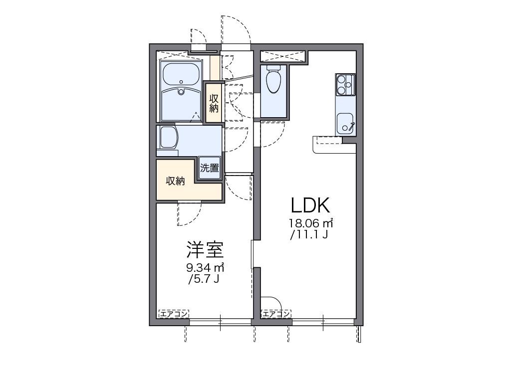 レオパレスすず(1LDK/1階)の間取り写真