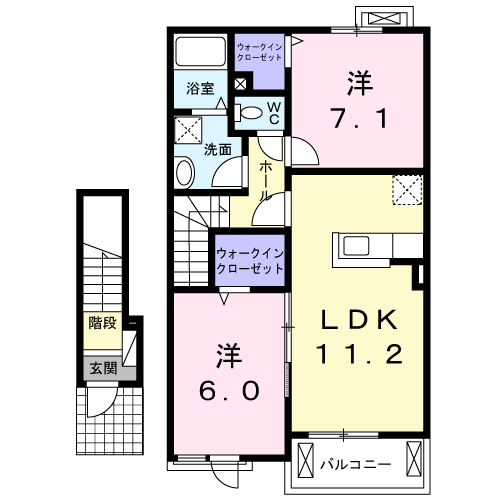 ボヌール・フォレスト(2LDK/2階)の間取り写真
