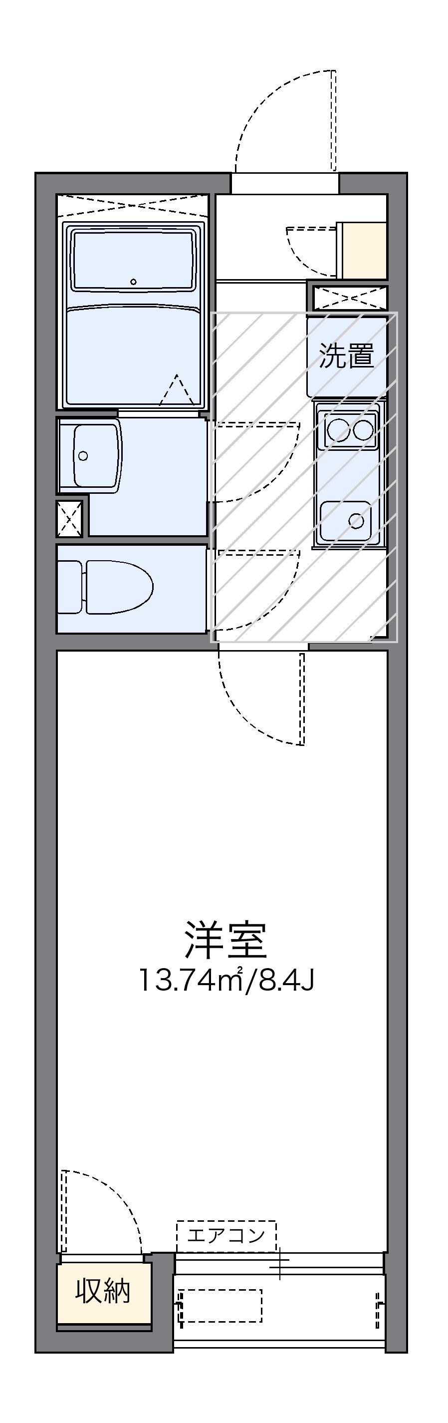 レオネクストショールマーシュⅡ(1K/1階)の間取り写真