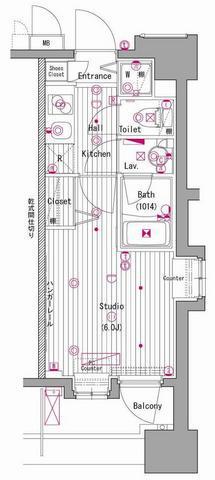 グランド・ガーラ横濱元町(1K/9階)の間取り写真