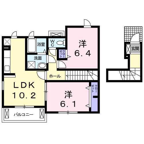 メゾン ド ソレイユ(2LDK/2階)の間取り写真