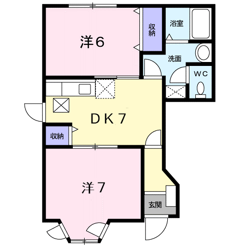ポータヴェール(2DK/1階)の間取り写真