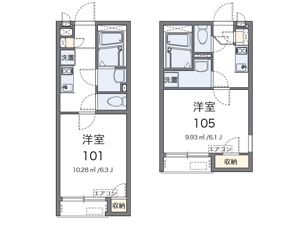 レオネクストイーストハイム(1K/2階)の間取り写真