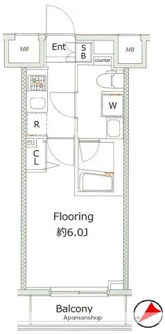 エル・グランジュテ川崎(ワンルーム/12階)の間取り写真