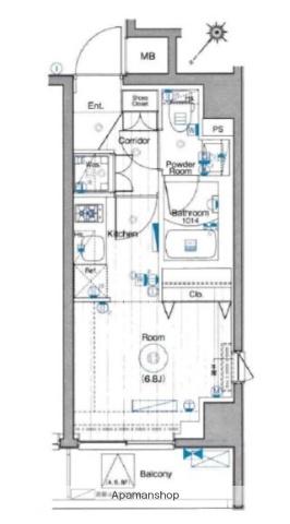 メイクスデザイン横浜蒔田(ワンルーム/4階)の間取り写真
