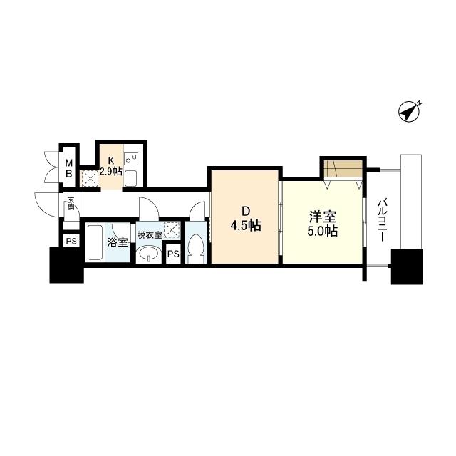 パークフラッツ横濱公園(1DK/6階)の間取り写真