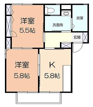 ハイツ・ムズィークA(2K/1階)の間取り写真