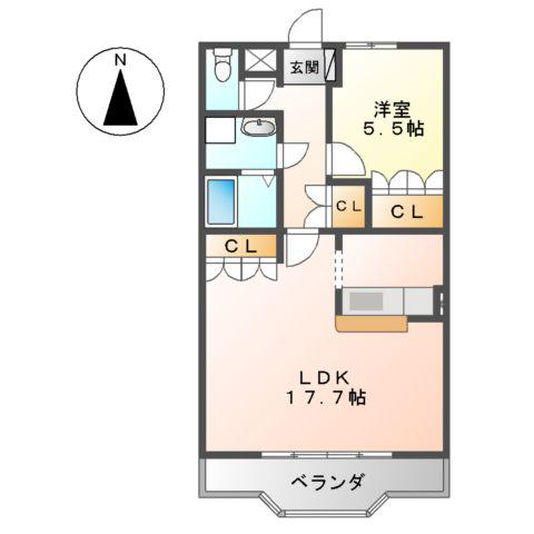 アンベリール・K・湘南(1LDK/1階)の間取り写真