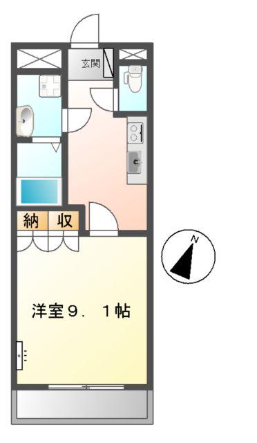 ヴァンヴェール(1K/2階)の間取り写真