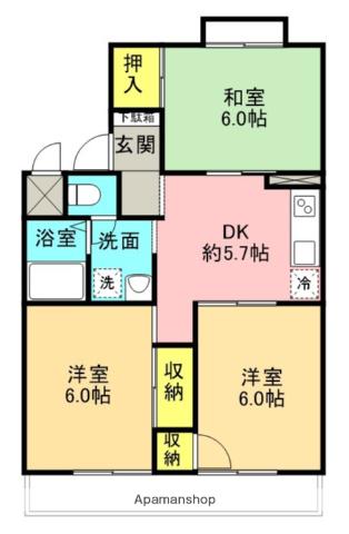 パークサイド清水(3DK/2階)の間取り写真