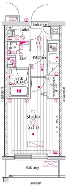ガーラ・グランディ新丸子(1K/2階)の間取り写真