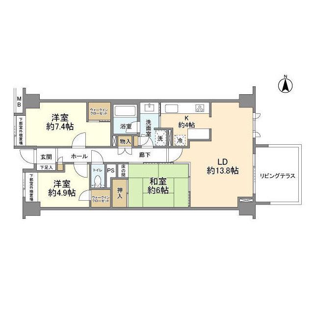 グランドメゾン朝比奈(3LDK/3階)の間取り写真