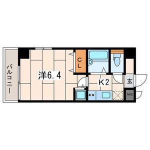 横浜翠葉BUILDING1(1K/6階)の間取り写真