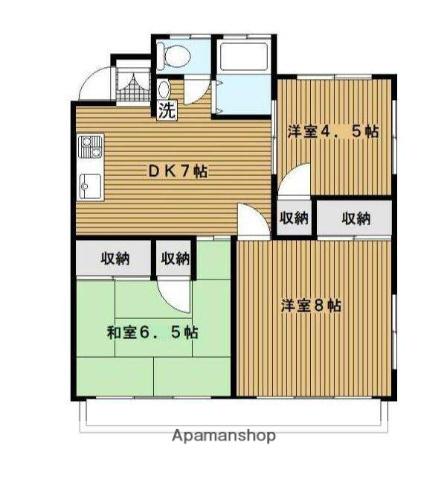 三殿台マンション(3DK/1階)の間取り写真