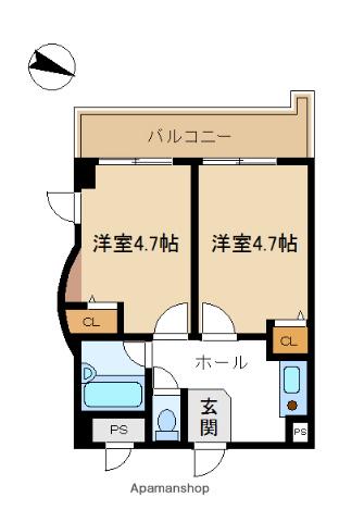 アソシエ横浜(2K/4階)の間取り写真