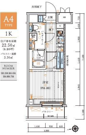 メインステージ元住吉 6階階 間取り