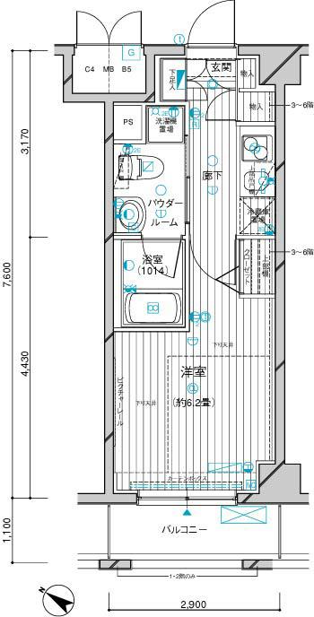 メインステージ川崎Ⅲ(1K/1階)の間取り写真