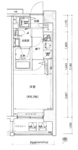 LEA横濱ヴィヴァーチェ(1K/7階)の間取り写真